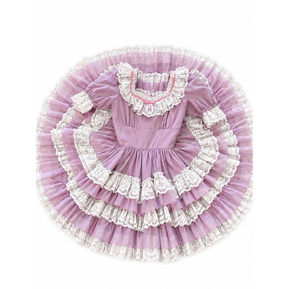 Barbara’s Western Fashions  Lace Square Dance Dress Lilac Lace Renaisannce circ